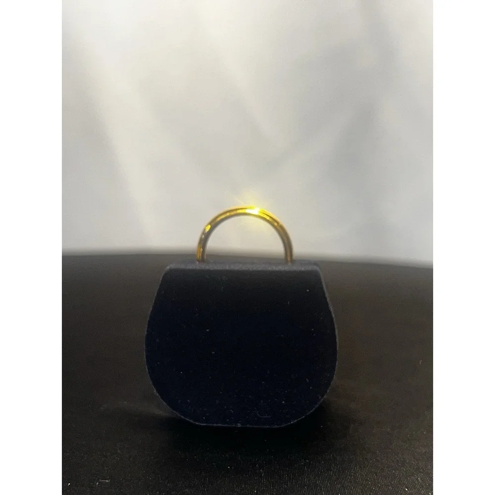 Vintage Black Velvet Mini Purse Ring Box